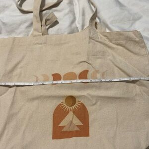 Beige Graphic Tote Bag With Southwestern Sun Moon